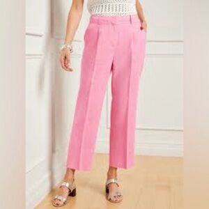 Talbots Women’s Pink Bristol Crop Ankle Pants Trousers 100% Linen Sz 8